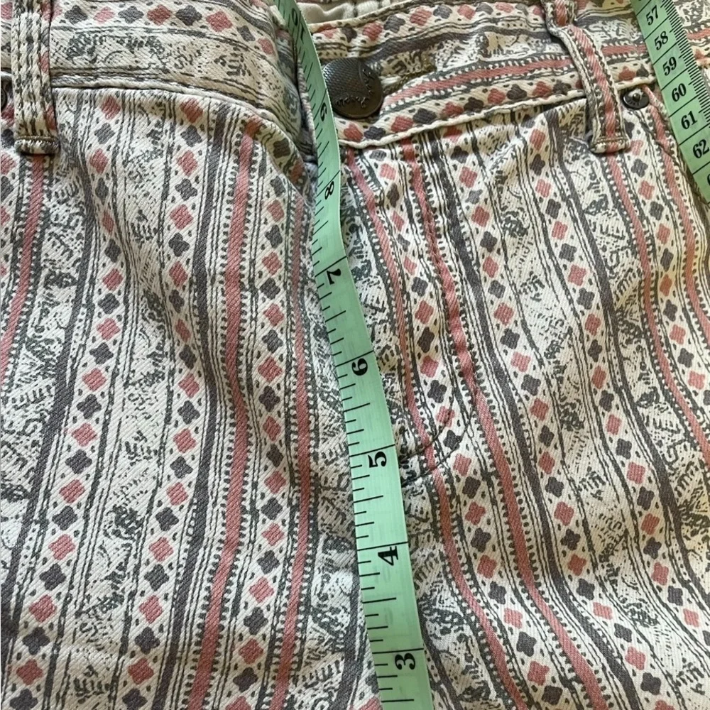 Free People White patterned Skinny Jean Straight-Leg Pants,Size 30 - Picture 3 of 5